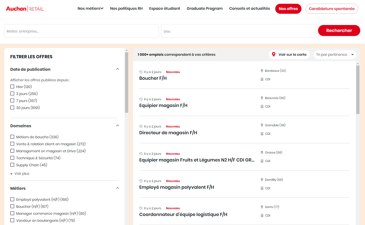 Auchan a des opportunités d'emploi, nous vous guiderons.